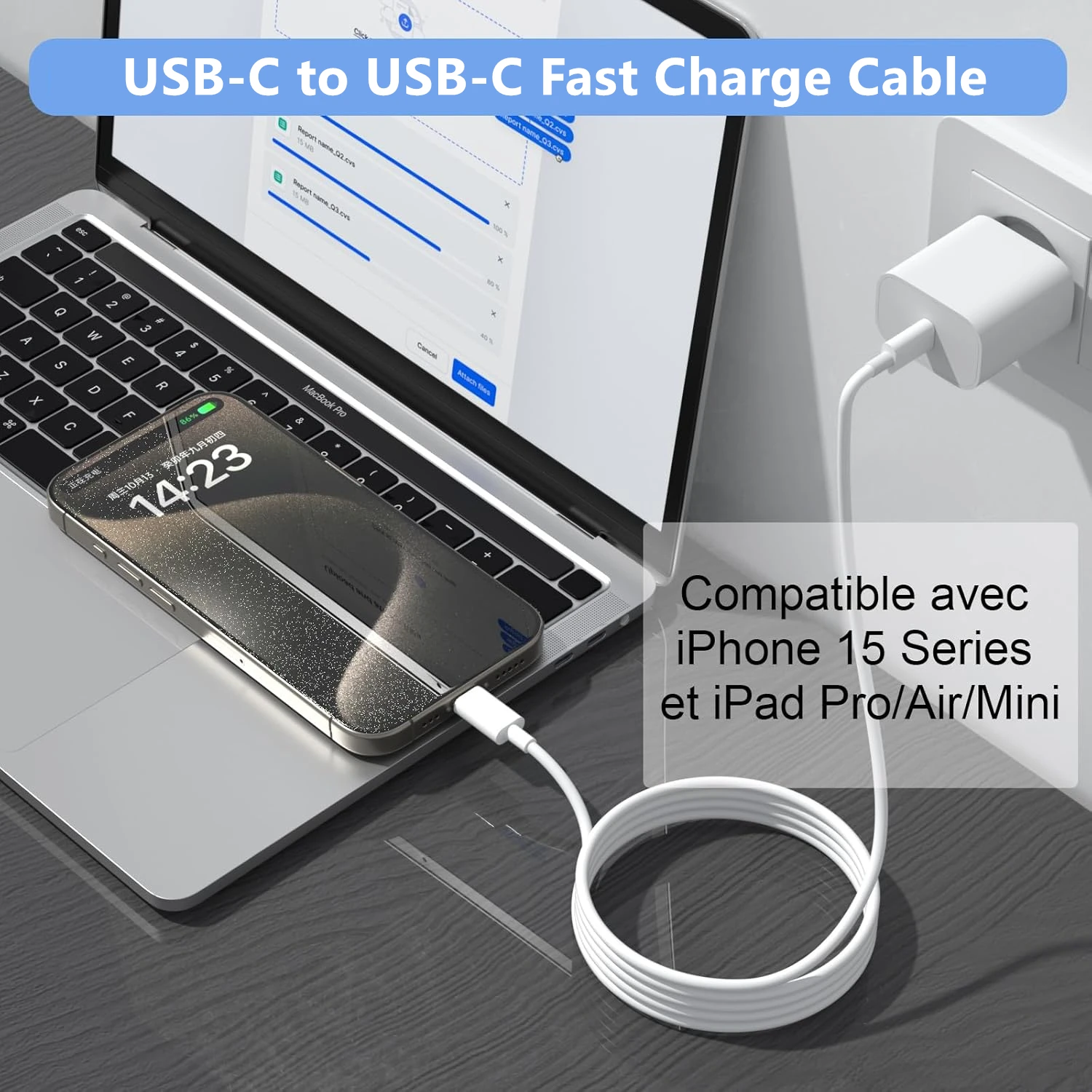 Dual USB C 100W PD Fast Charging Type C Cable For iPhone Air 17 16 15 Pro Max Samsung Xiaomi Redmi POCO HONOR Quick Charge Cable
