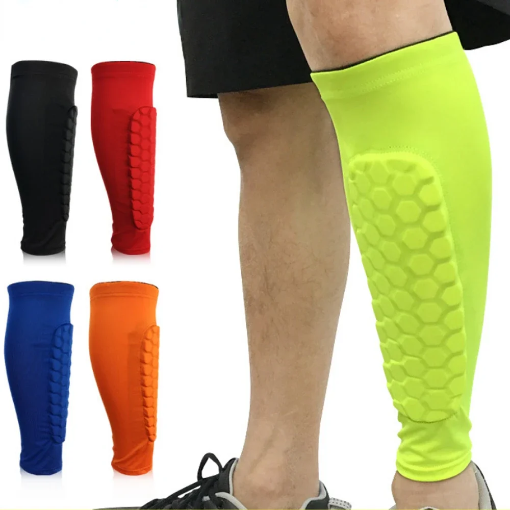 1 PC Leg Sleeves Shin Guards Shockproof Honeycomb Nylon Support Sock Shin Protector Soccer Gear Soccer Shields Sports Legging