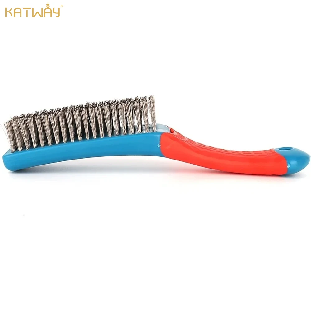 KATWAY Stainless Steel Duty Wire Brush with Comfortable Plastic Handle - Perfect Removing Rust Welding Slag Dirt  Paint HH-AA130