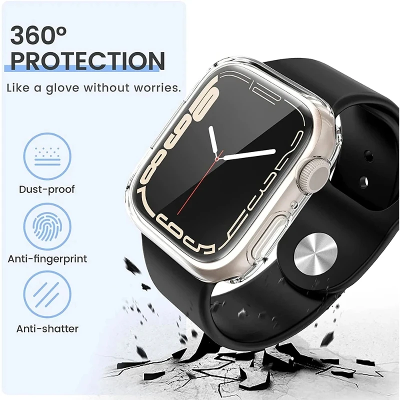 Protecteur d'écran en TPU pour Apple Watch, coque souple, pare-chocs anti-rayures, iWatch 9 8 7 6 Se 5 4 3, 45mm, 41mm, 44mm, 40mm, 42mm, 38mm