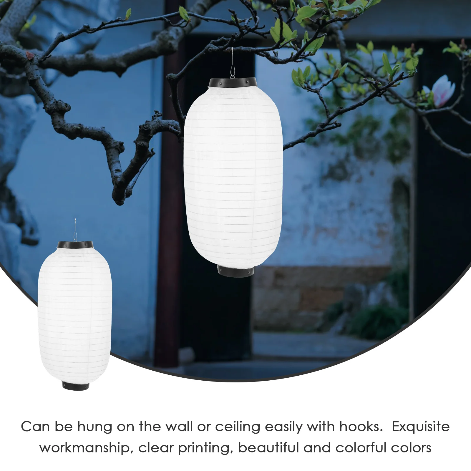 2 Pcs Japanese Silk Lantern Beautiful Indoor Plants Outdoor Waterproof Practical Garden Lights