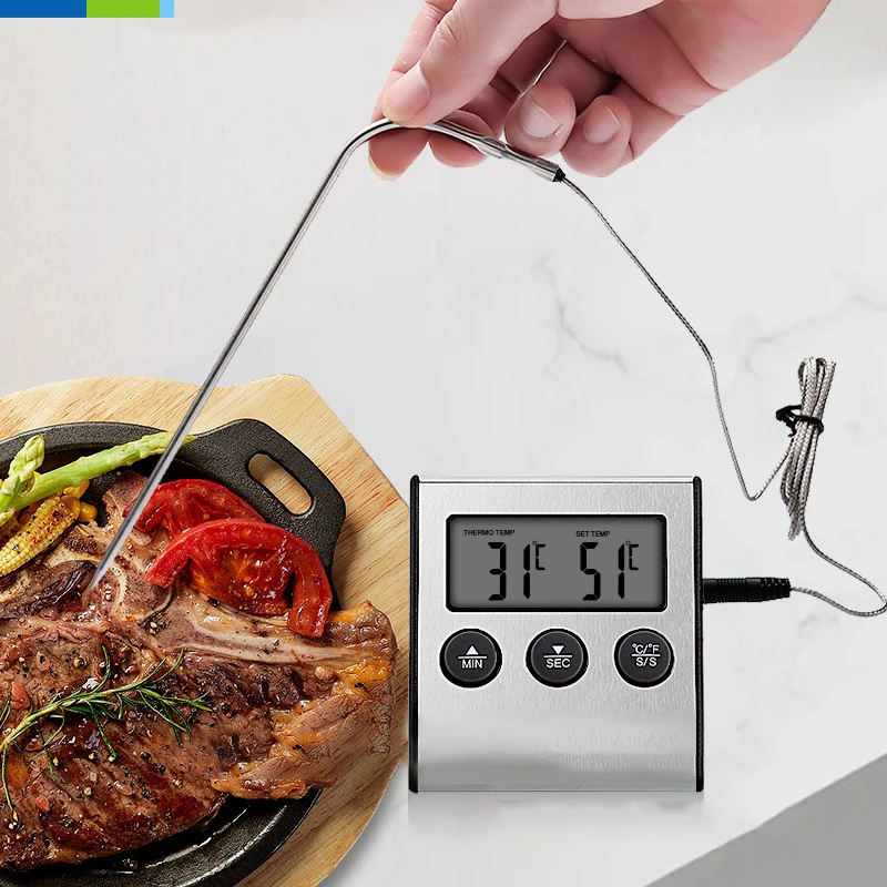 Kitchen Digital Cooking Thermometer Meat Food Temperature For Oven BBQ Grill Timer Function with Probe Heat Meter for Cooking