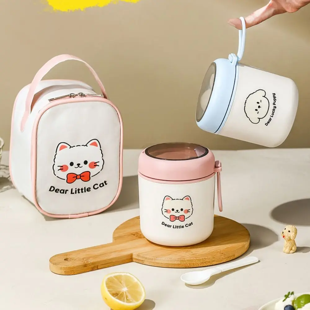 

Eco-Friendly Stainless Steel Thermal Breakfast Cup 530ml with Spoon Sealed Lunch Box Portable Leak-Proof Vacuum Soup Cup Camping