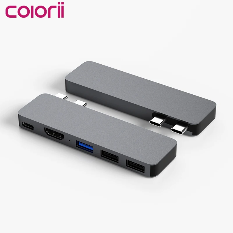 Colorii USB C Hub Type C to HDMI-compatible USB 3.0 Adapter 5 in 1 Type C Hub Dock for MacBook Pro USB 3.0 Splitter