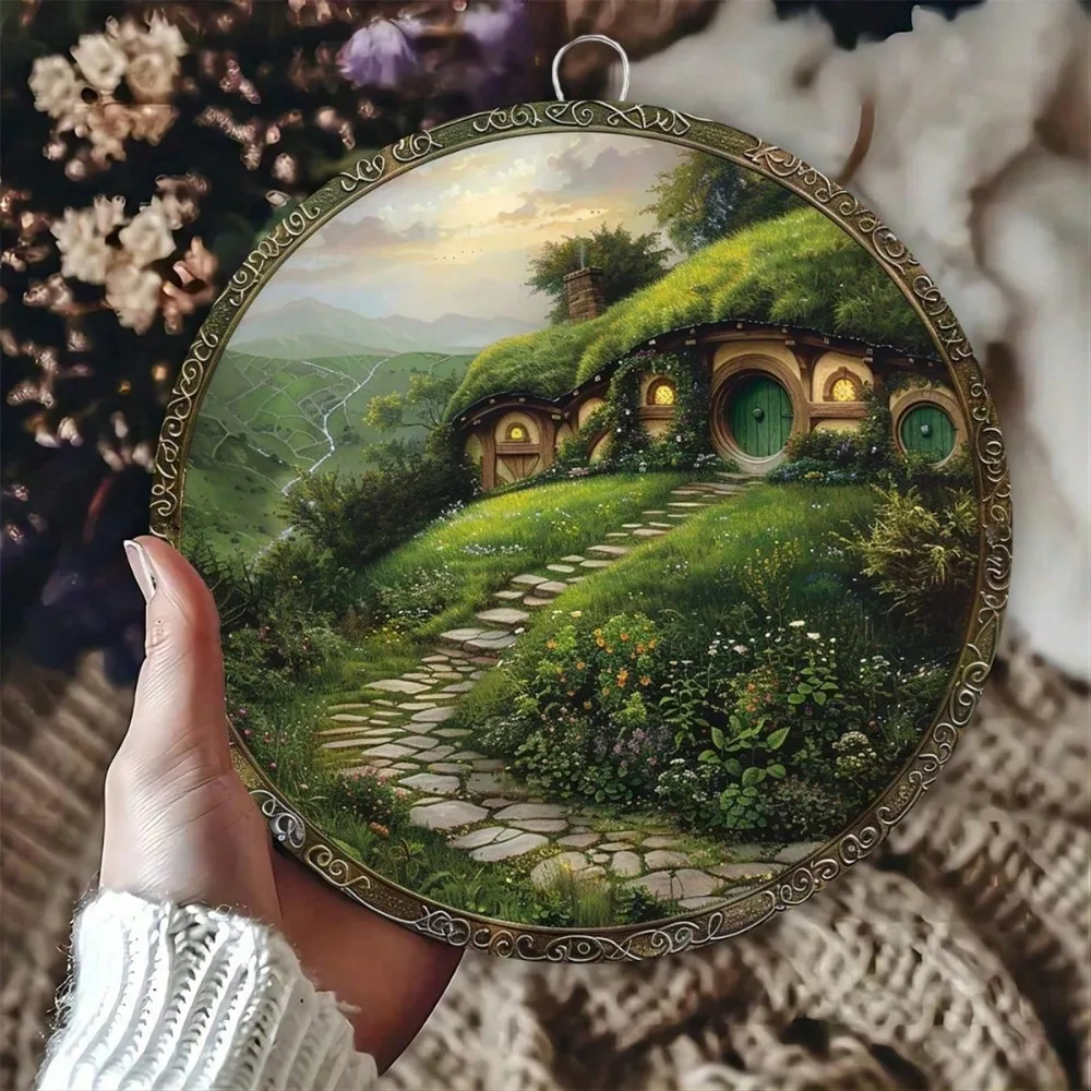 VintageLoom Rustic Hobbit House Metal Sign, Dusk Design Wall Art for Indoor Outdoor Home Cafe Restaurant Garage Decor