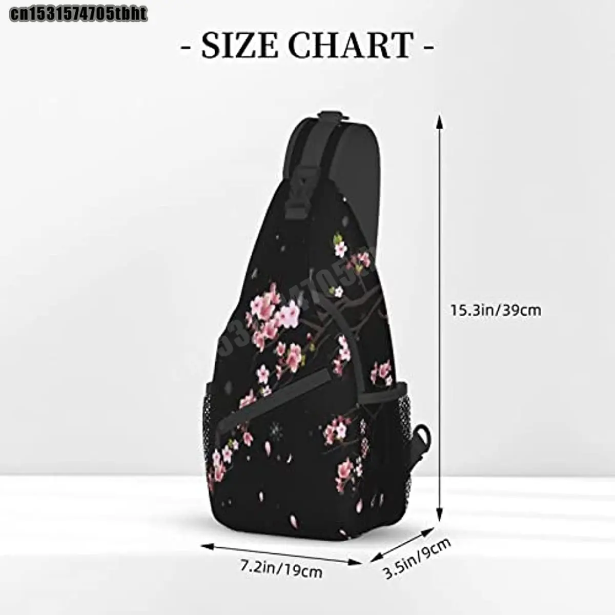 Cherry Blossom Sling Bag Crossbody Backpack,Falling Flower Petals Cherry Blossom Bloom Tree Branch Chest Bag Adjustable Casual