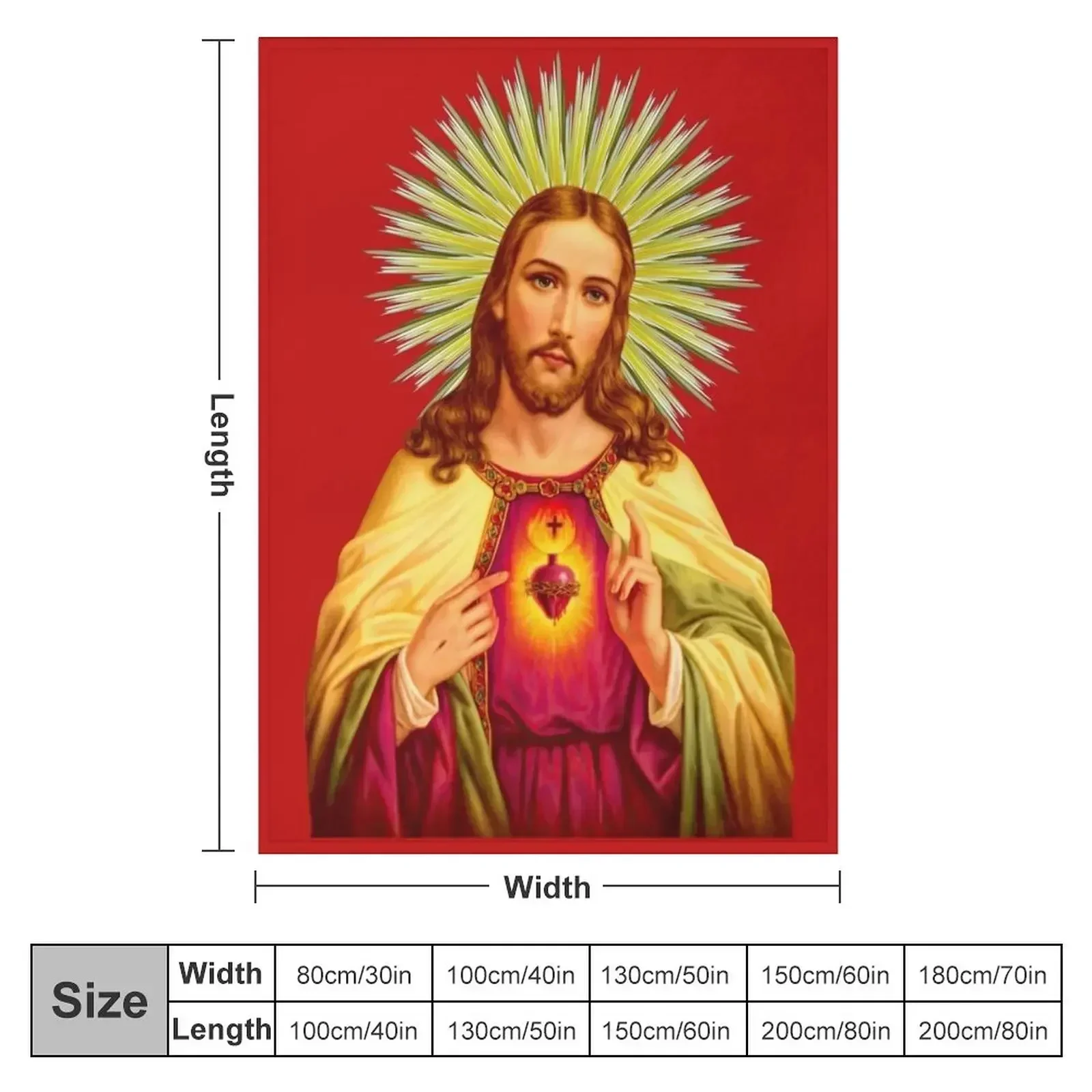 Sacred Heart of Jesus Catholic Detente Sagrado Corazon de Jesus Throw Blanket Cute Plaid Flannels Blankets