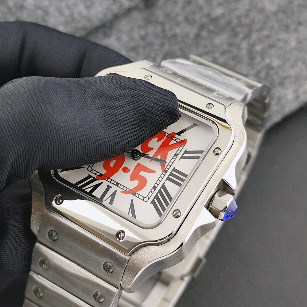 ساعة NH35 مربعة 38 ملم F-9.5 ساعة رجالية من الفولاذ المقاوم للصدأ بشعار مخصص مناسبة لساعة الحركة NH35 #2