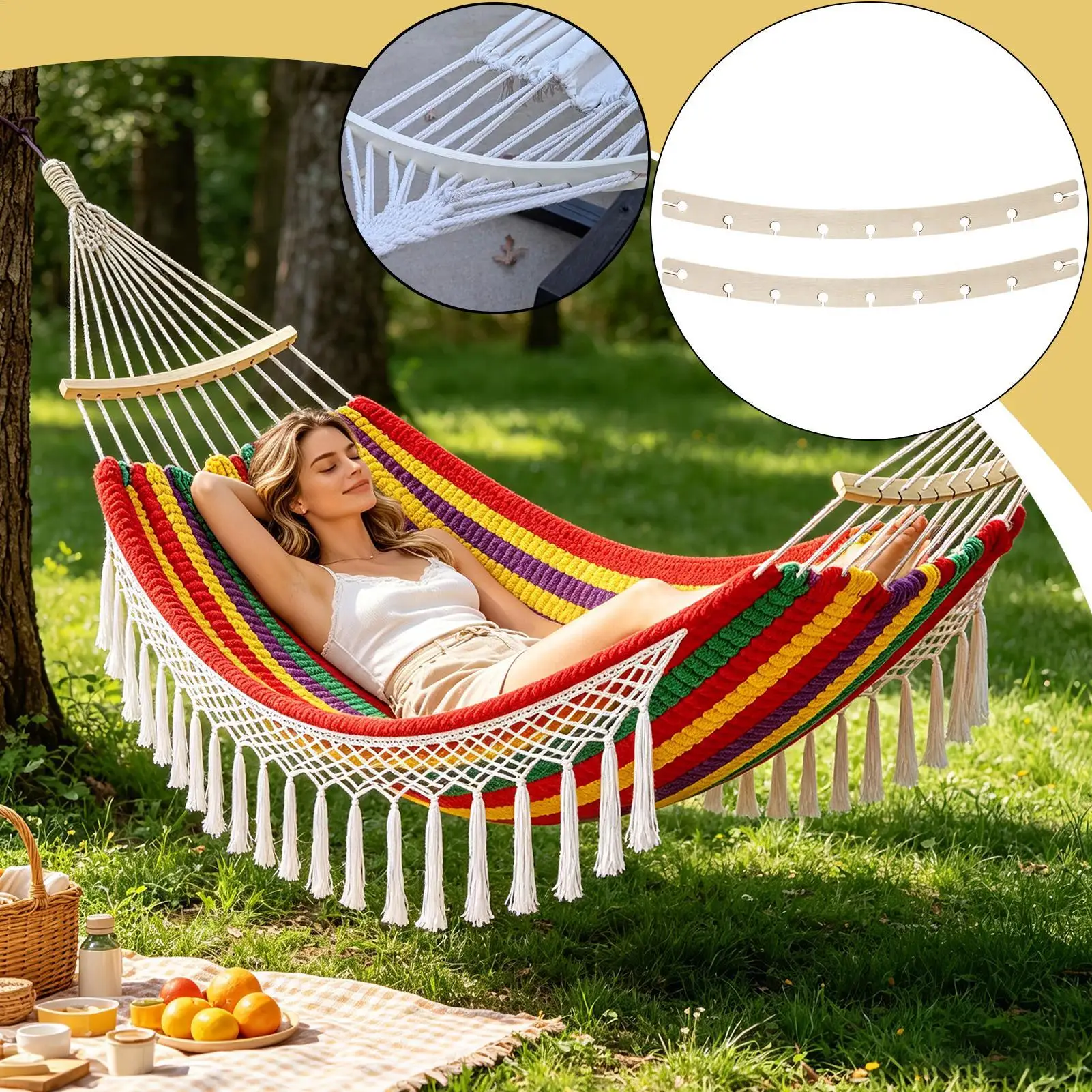 Detachable Hammock Spreader Bar Detachable Arched 2 Pieces Hammock Replacement Crossbars For Outdoor Porch Deck Patio Backyard