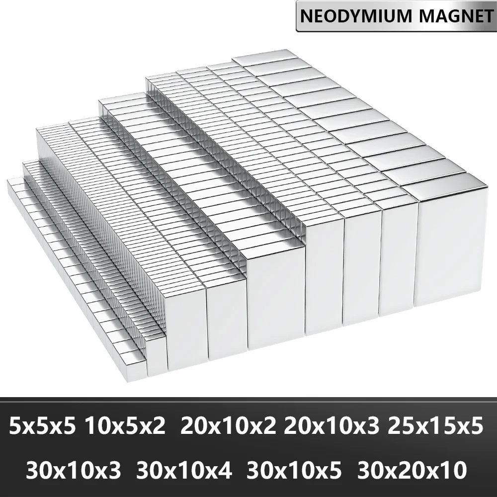Blocco magnetico al neodimio super resistente N35 NdfeB Potenti imanes magnetici permanenti Magnenti Magnete da frigorifero 5x5x5 20x10x2mm
