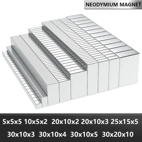 Bloque magnético de neodimio súper fuerte N35 NdfeB, imanes magnéticos permanentes potentes, imán para refrigerador 5x5x5 20x10x2mm