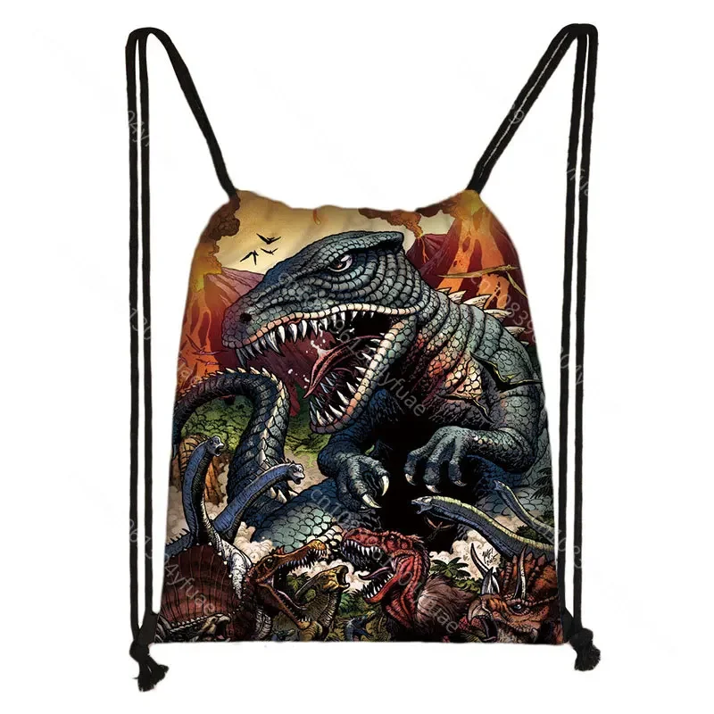 Ancient Reptiles animal dinosaur print drawstring bag women men travle bags teenager boys girls backpack party Canvas book bag