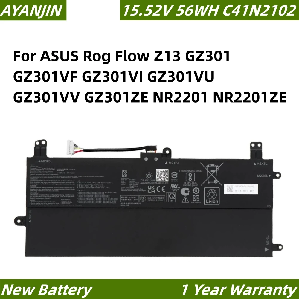 

C41N2102 15.52V 56WH Laptop Battery For ASUS Rog Flow Z13 GZ301 GZ301VF GZ301VI GZ301VU GZ301VV GZ301ZE NR2201 NR2201ZE Series