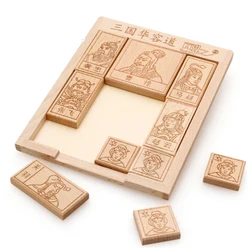 Chinese Classical Wooden Jigsaw Puzzle Figure Huarong Road Sliding Puzzle Three Kingdoms Toys Brain Game Kids Child Gifts P554
