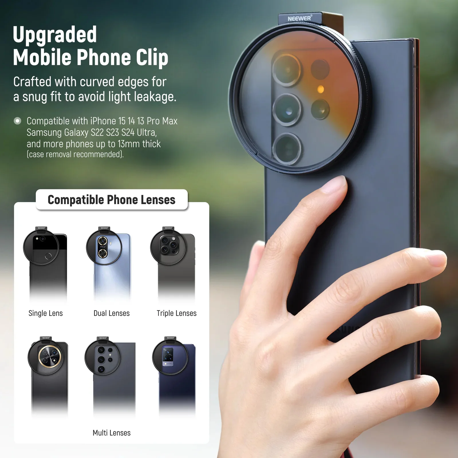 NEEWER 67mm Phone Lens Clip ND Filter Kit Upgraded Lens Clip Color Filters Set For iPhone 15 Pro Max 14 13 Samsung S22 S23