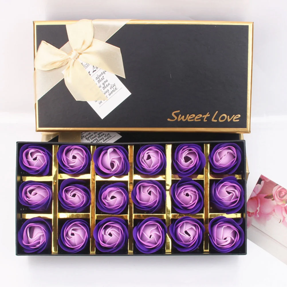 2Boxes Rose-shaped Soap Flower Soap Creative Gift Mothers Day Present Rose Soap 18 Flowers in Each Box