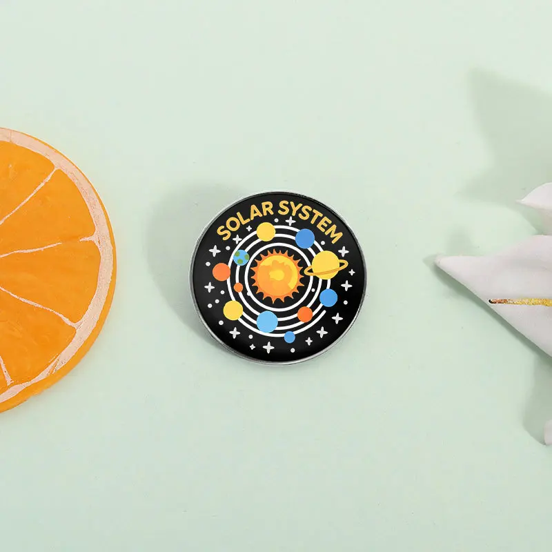 Solar System Cartoon Metal Brooch Universe Planet Theme Badge Student Book Packaging Accessories Brooches for Women's Clothing
