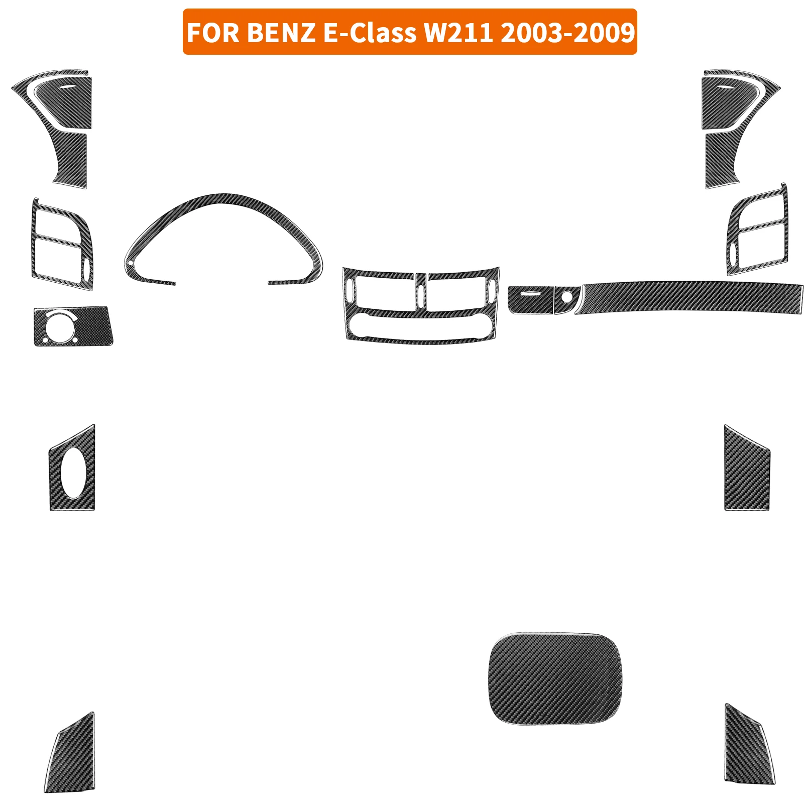 For Mercedes Benz E Class W211 2003-2009 Car Gearshift Air Conditioning CD Panel Door Armrest Cover trim Accessories sticker