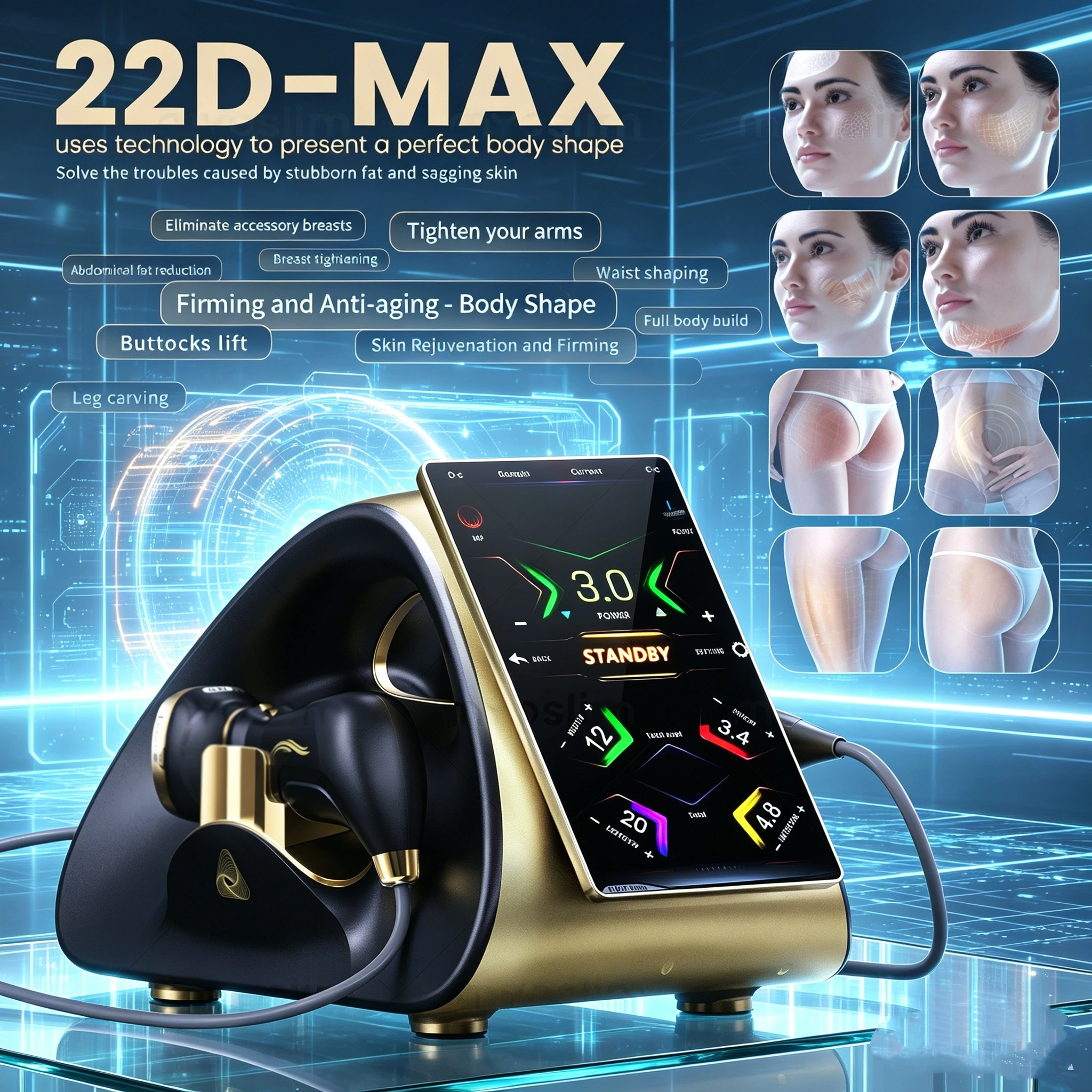 22D MAX Beauty HIFU Equipment Machine Latest Model Enhances Facial Tightening, Slimming and Fat Reduction
