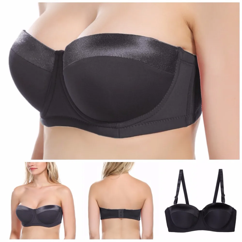 

Detachable shoulder straps large size women's bra gathered together with anti slip thin style bra half cup beautiful back bra