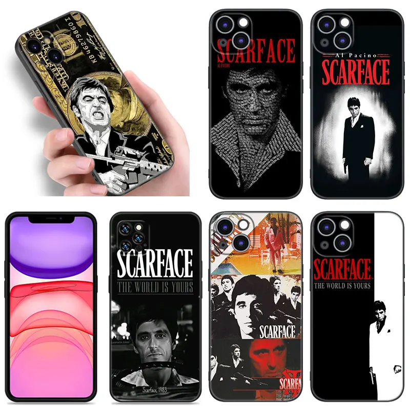 Film Scarface Black Silicone Phone Case For Apple iPhone 12 13 Mini 11 14 15 16 Pro Max 7 8 Plus Shell Cover