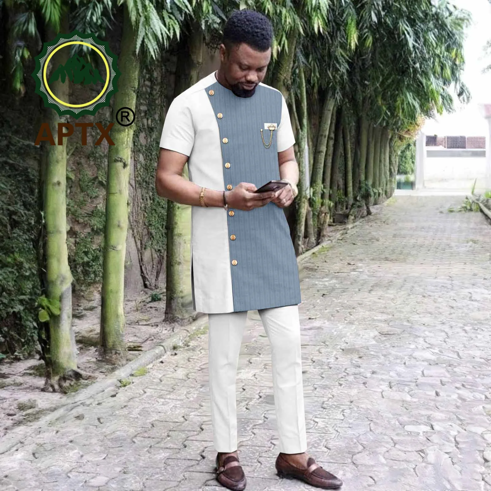 

African Clothes for Men 2024 Traditional Set Dashiki O-neck Jacket Blazer Pants Bazin Riche Attire for Wedding Party 2416036