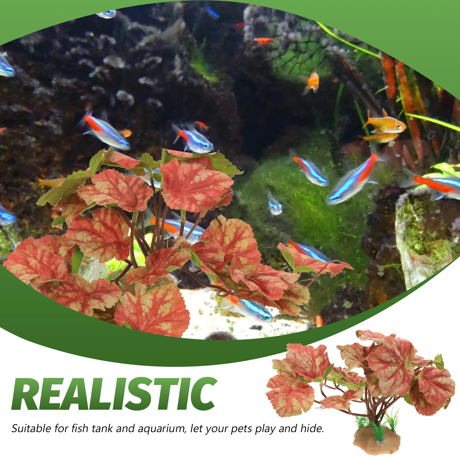 

Simulation Plant Decor for Reptile Tank Artificial Plant Ornament with Stable Base Lifelike Aquarium Cave Decoration Climbing