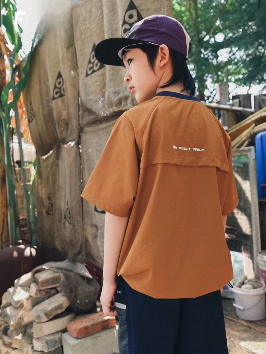 Facec Boys Quick Dry T-Shirt Lightweight Breathable Loose Fit Short Sleeve Summer Outdoor Sporty Children's Clothing