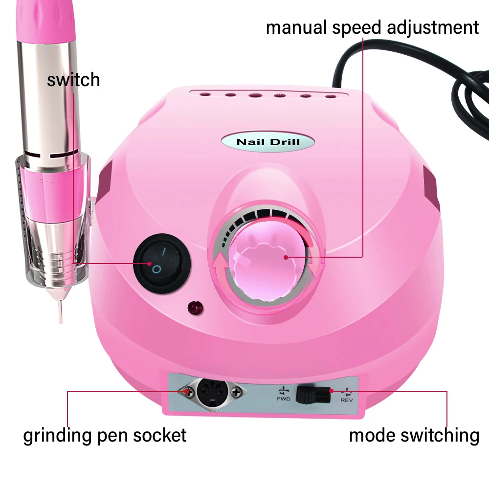 LULAA 35000RPM Electric Nail Drill Machine Cutter Set Nail Gel Polisher Salon Equipment Strong Polishing Tool Nail File Kit