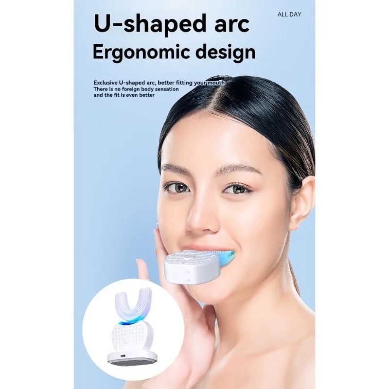 

【OFF SHELF】U-Shaped Electric For Adult Toothbrush-For Teeth Whitening, 360° Mouth Cleaning, Hands-Free Gums Protection