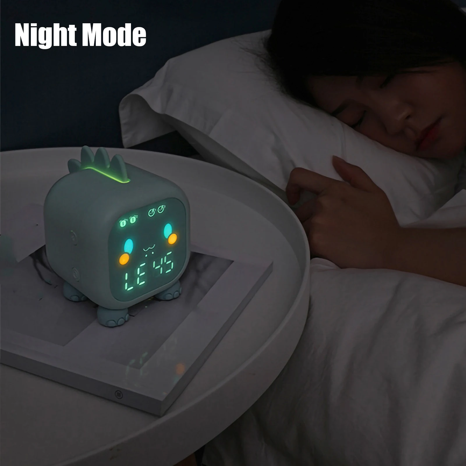 1 Pc LED Alarm Clocks Cute Dinosaur Digital Alarm Clock USB Charging Children Sleep Timer Show Temperature  Calendar for Bedroom