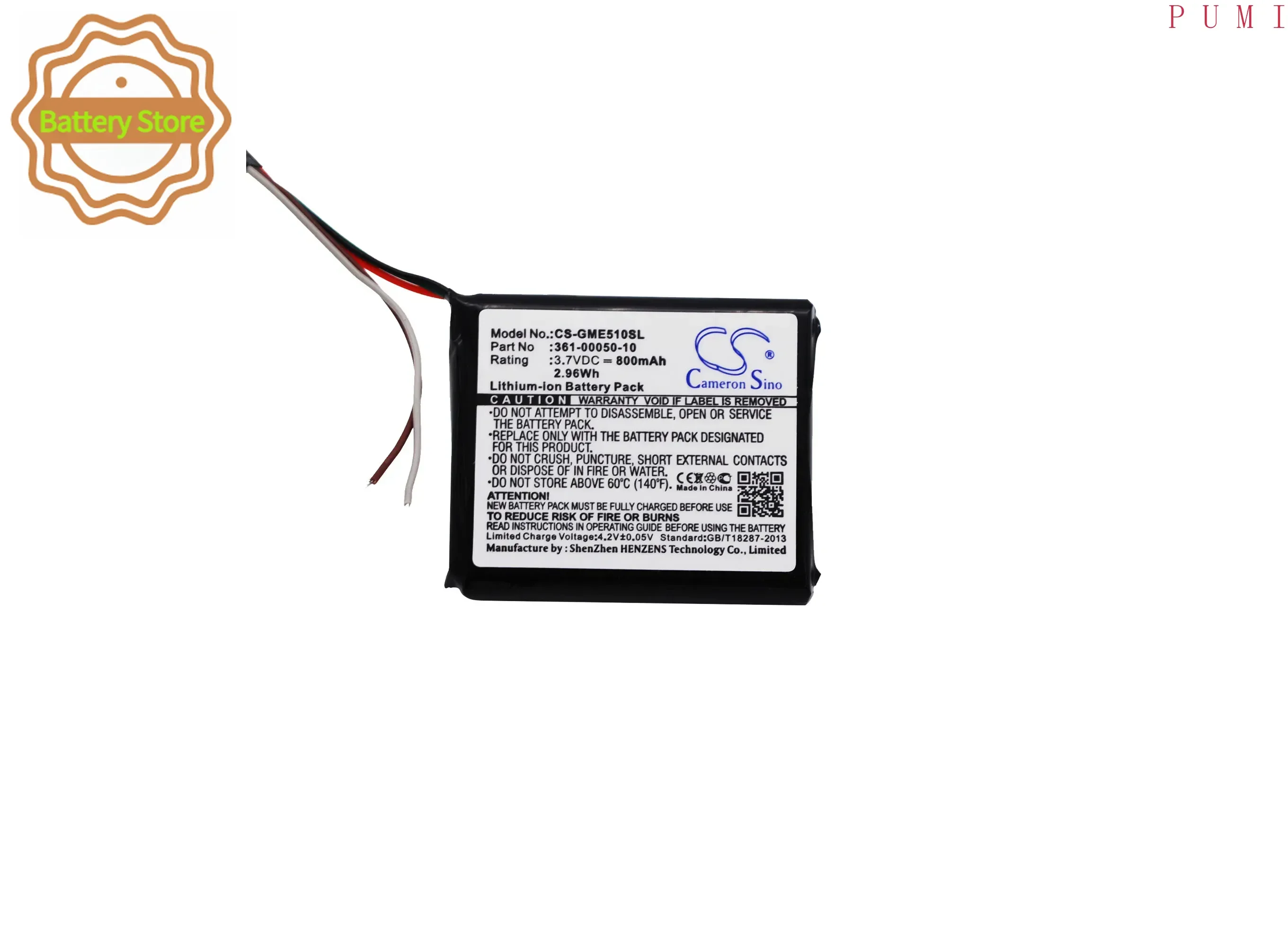 CS Replacement Battery for Garmin Edge 510 PN:361-00050-10,361-00050-03 800mAh / 2.96Wh