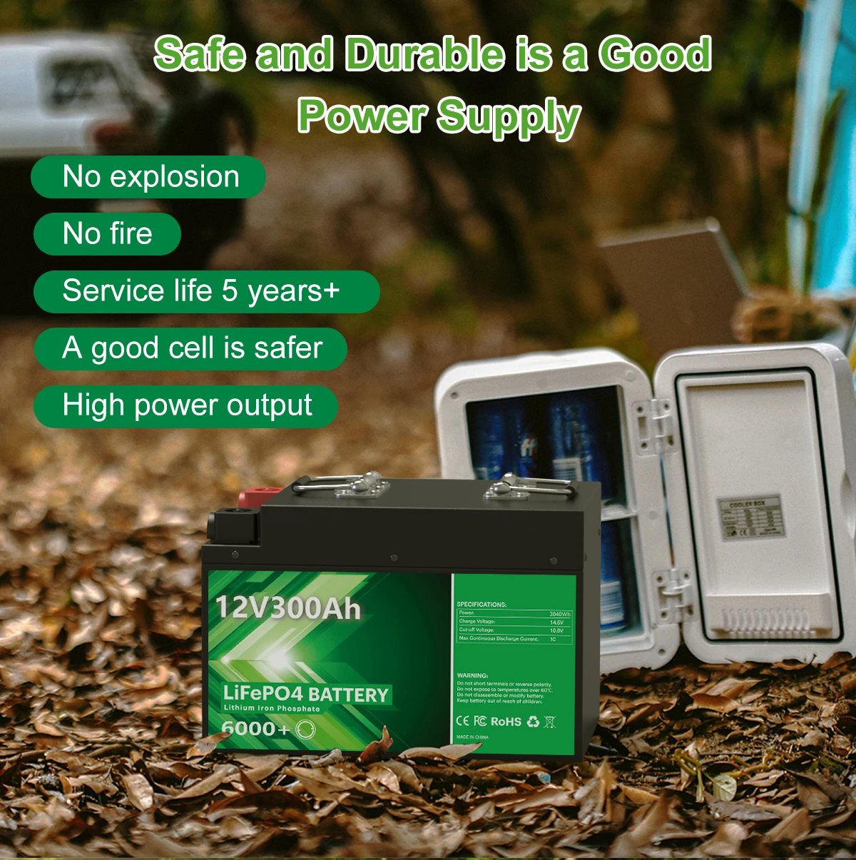 12V 300Ah LiFePO4 Batterie 3,8 kWh 6000 Zyklen Bluetooth 200A BMS 12,8V 140Ah 200Ah Lithium-Batterie für Heim-Solarenergie EU-Lagerbestand – Detail 7