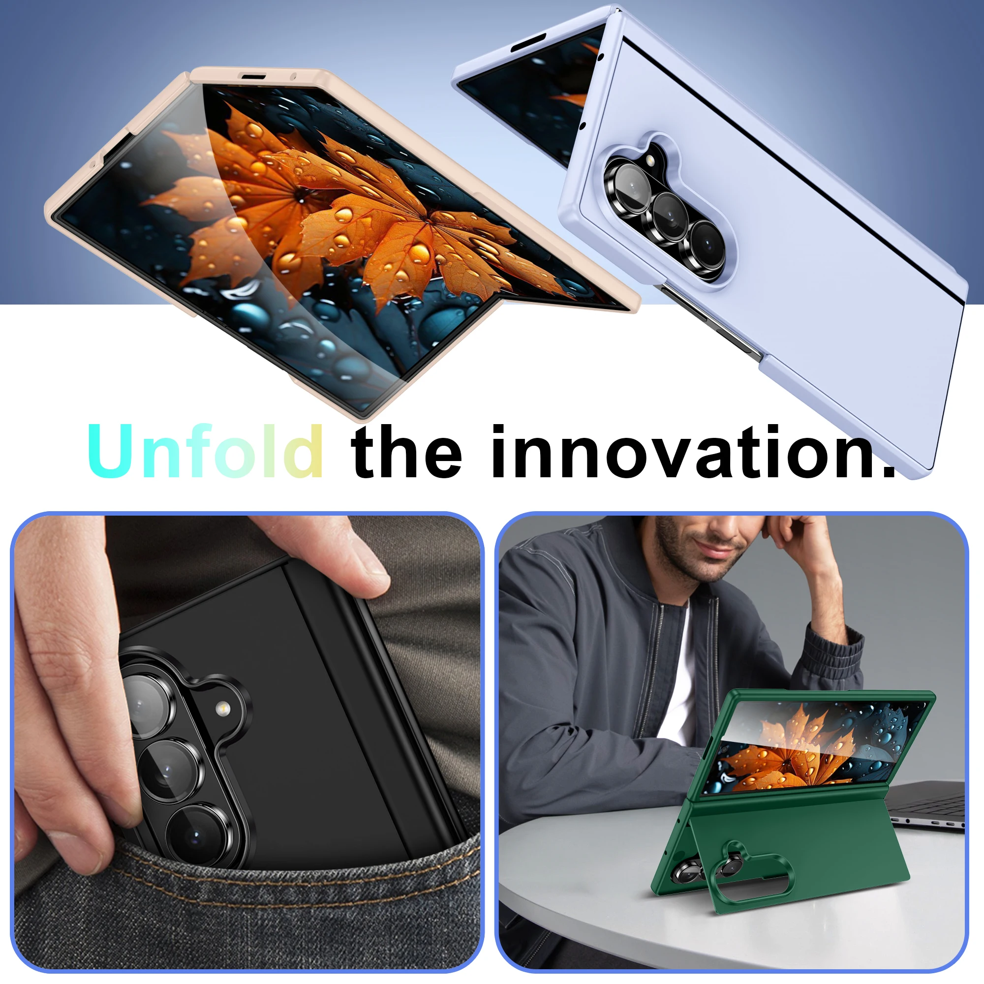 Funda de teléfono mate Simple de alta gama para Samsung Galaxy Z Fold 7 6 5 4 3 5G, funda trasera a prueba de golpes con soporte duro para PC