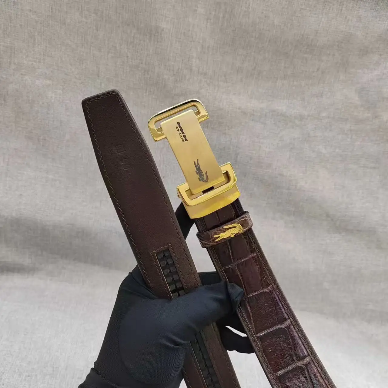2026 genuine crocodile skin men waist belt with stainless steel buckle hardware gold/silver man leather dress belt brown black