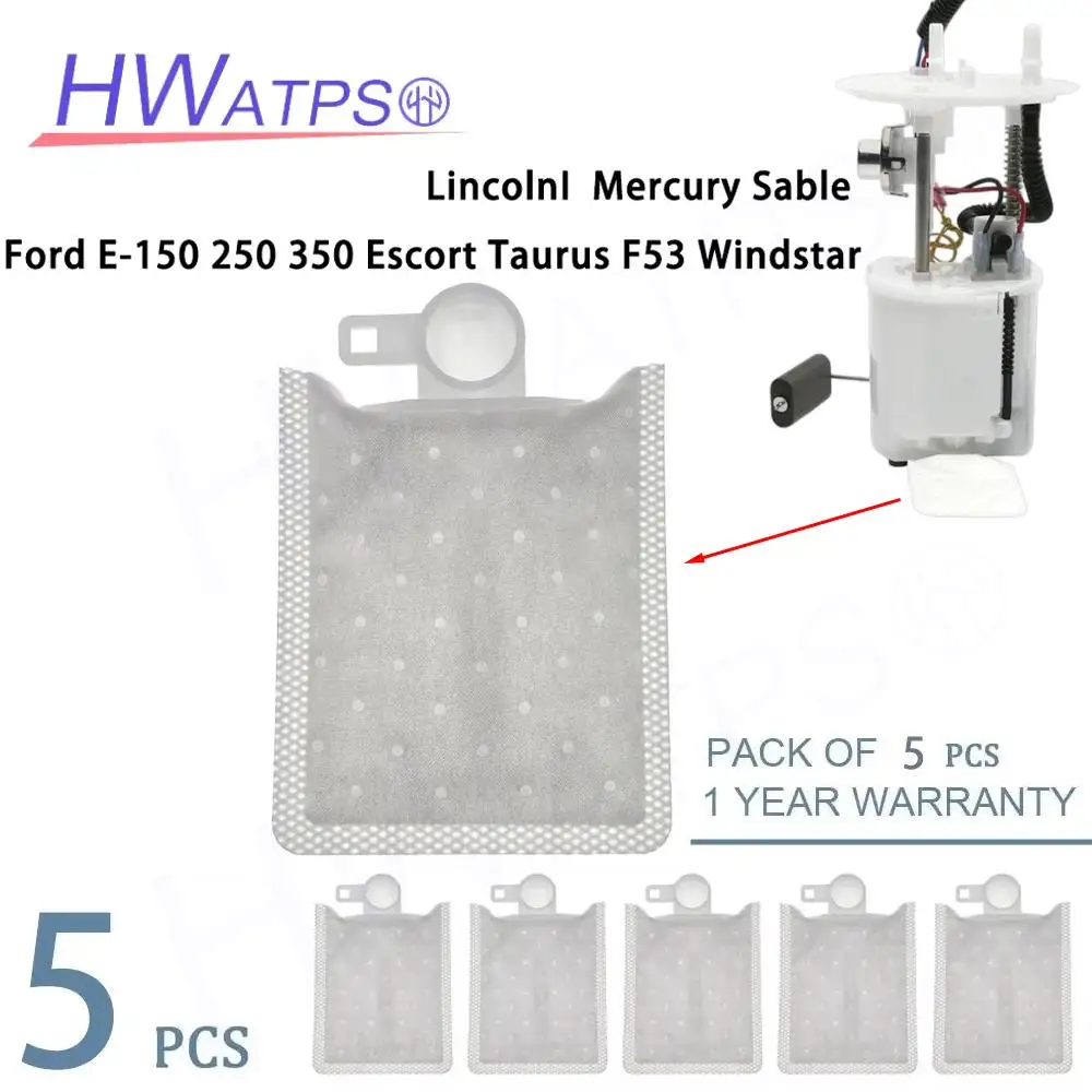 5 Filtros de Combustible para Ford E150 E250 E350 Taurus Windstar Escort Mercury Sable 1F1Z9H307A 1F2Z9H307AA 1F1Z9H307GB