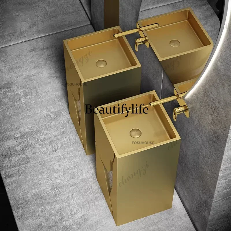 NQ52 PP European Hotel Pedestal Basin Water Ripple Stainless Steel Bathroom Sinks Home Garden Art Washbasin Luxury Bathroom Furn