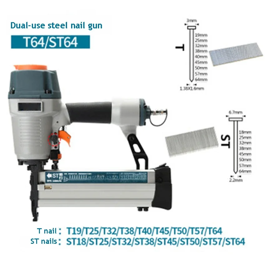 DC-DA-006 T64/ ST64 Pistolet À Clous Pneumatique Fente De Fil Dispositif De Clouage calcul travail Pistolet À Clous Professionnel Béton Pistolet À Clous 0.5-0.8Mpa