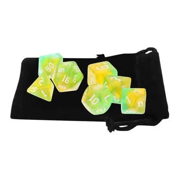 Shiny Light Green Polyhedral Dices Set Acrylic Math Teaching Dice for DND Tabletop RPG Board Games