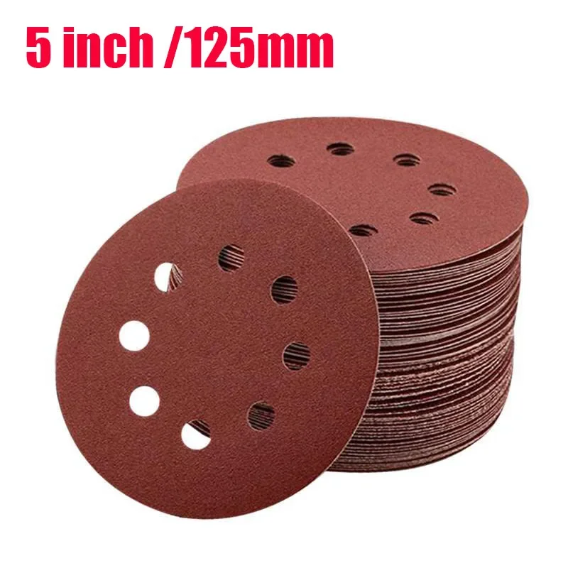 10/20/50Pcs 8 Hole 125mm Sandpaper Woodworking Metal Grinding Disc Abrasive Polishing Tool 40/1000~2000 Grit Sanding Discs