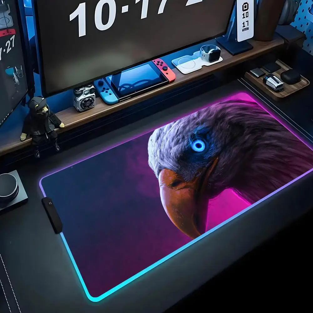 

art eagle Mouse Pad RGB Gaming Mousepad Big LED Pad PC Desk Mat Luminous Mouse Pad Large Keyboard Mats Table Rug With Backlit