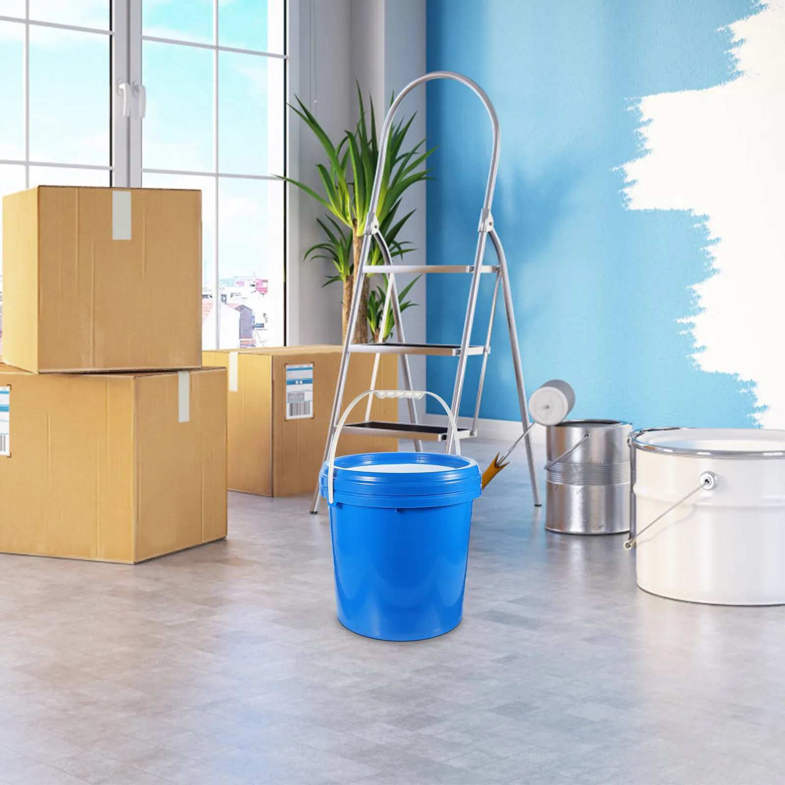 Paint Bucket 8L Empty White ABS Round Container Lid for Paint Storage Mixing Gallon Bucket Durable HDPE Plastic