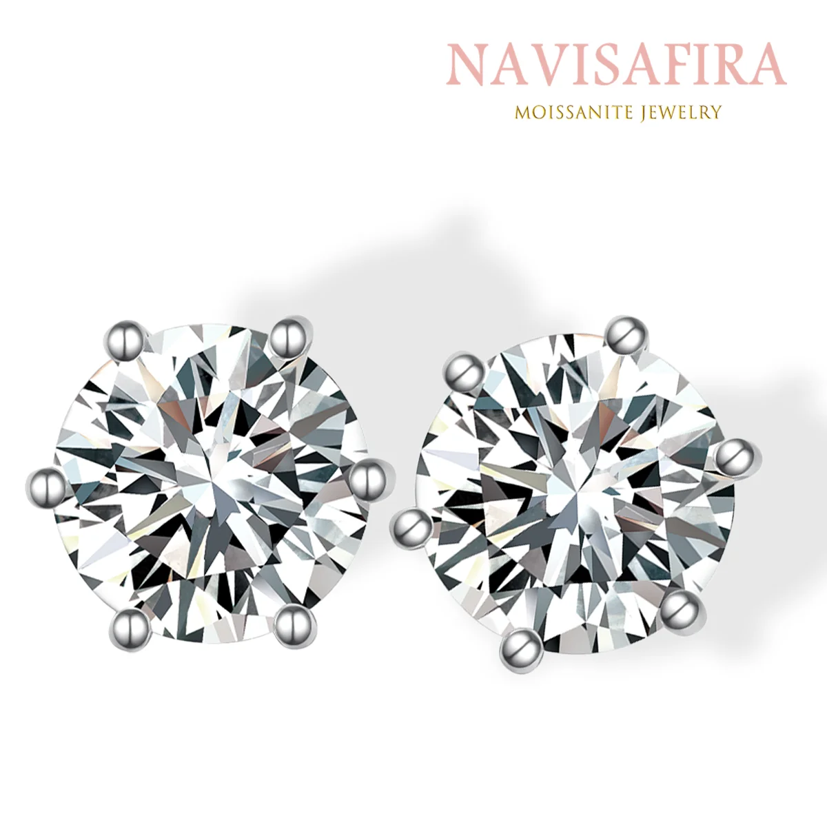 

1Ct/2Ct S925 Silver-Plated Six-Prong Moissanite Stud Earrings – Classic Minimalist Design, Sparkling Elegance for Any Occasion