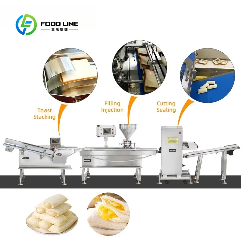 Customized Industrial Electric Single Row Pocket Pita Bread Production Line Bakery Peanut Butter Filling Making Machine