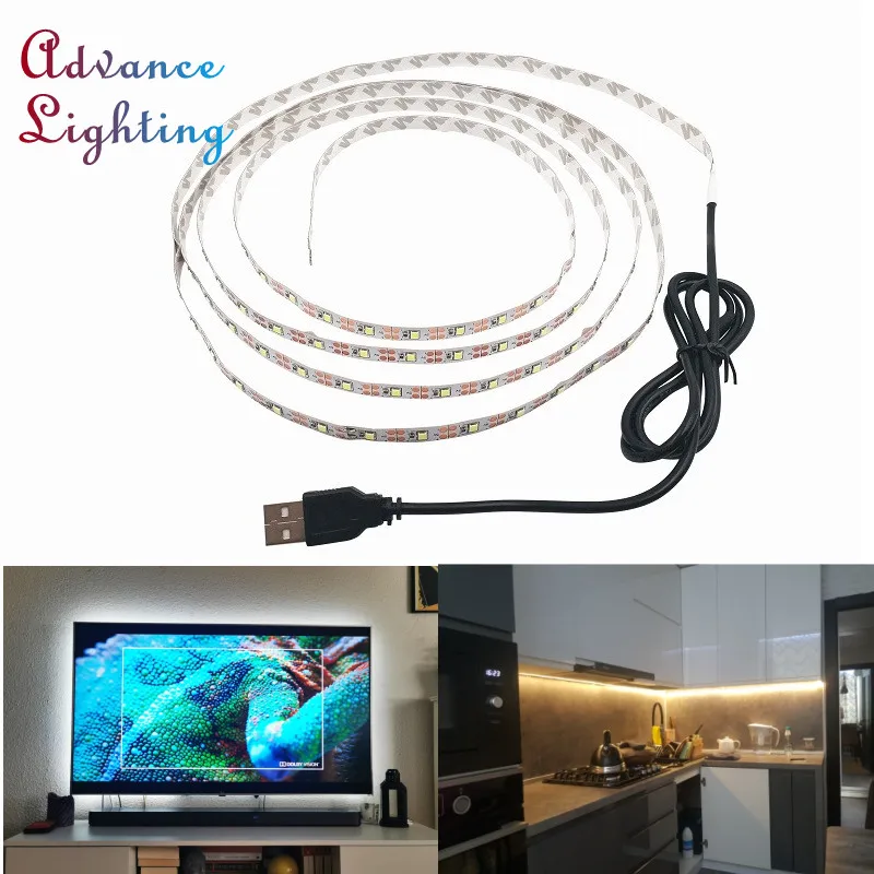 DC 5V USB 1M 2M 3M 4M 5M 10M 15M LED 스트립 2835 화이트 따뜻한 화이트 LED 스트립 라이트 TV 배경 조명 테이프 홈 장식 램프