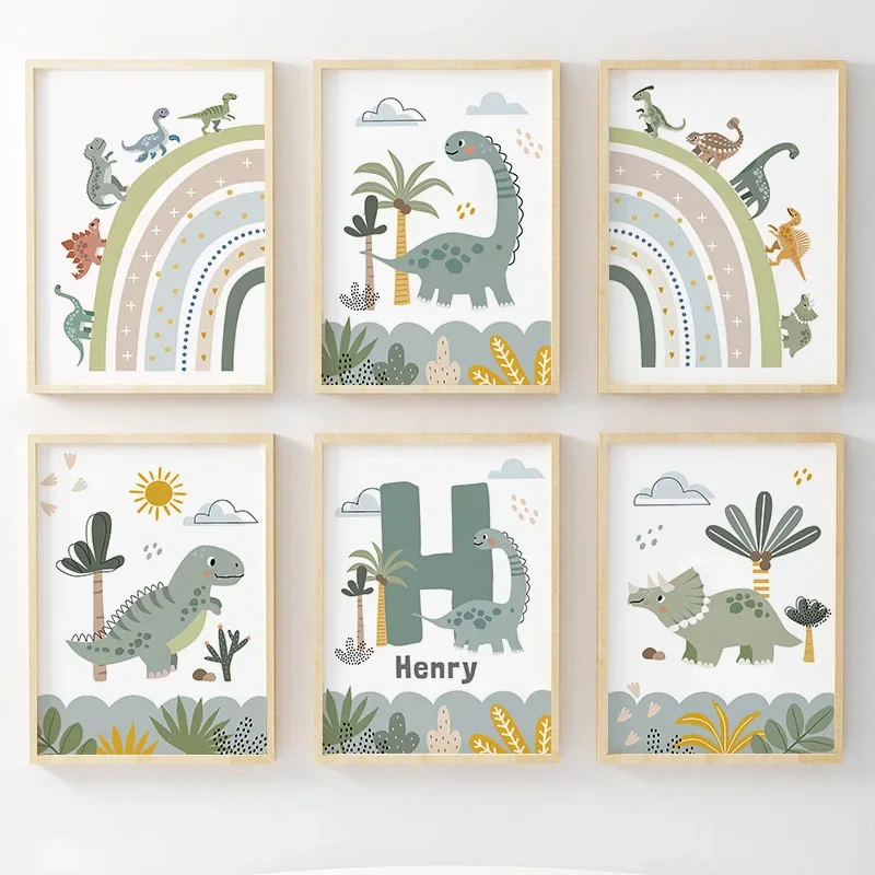 Jurassic Period Dinosaur Wall Art Canvas Painting Nordic Dino Posters And Prints Wall Pictures Kids Room Decor