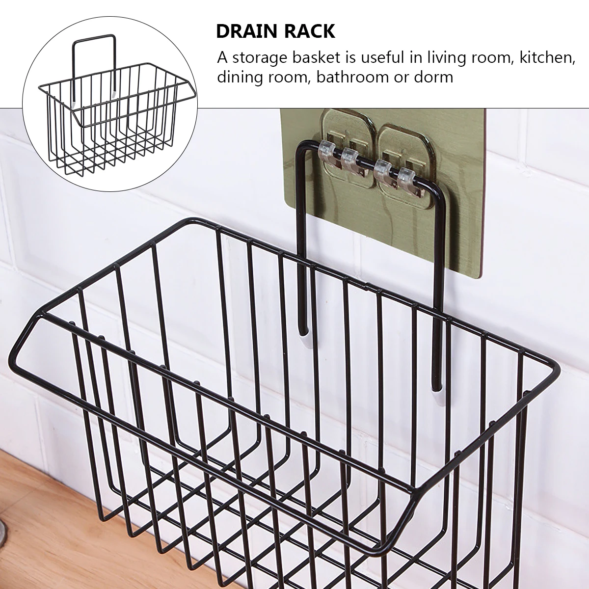 

Wall-Mounted Drain Storage Basket Eco-Friendly Iron Space-Saving Pot Brush Sponge Rack Kitchen Wash Tool Organizer Tidy Desktop