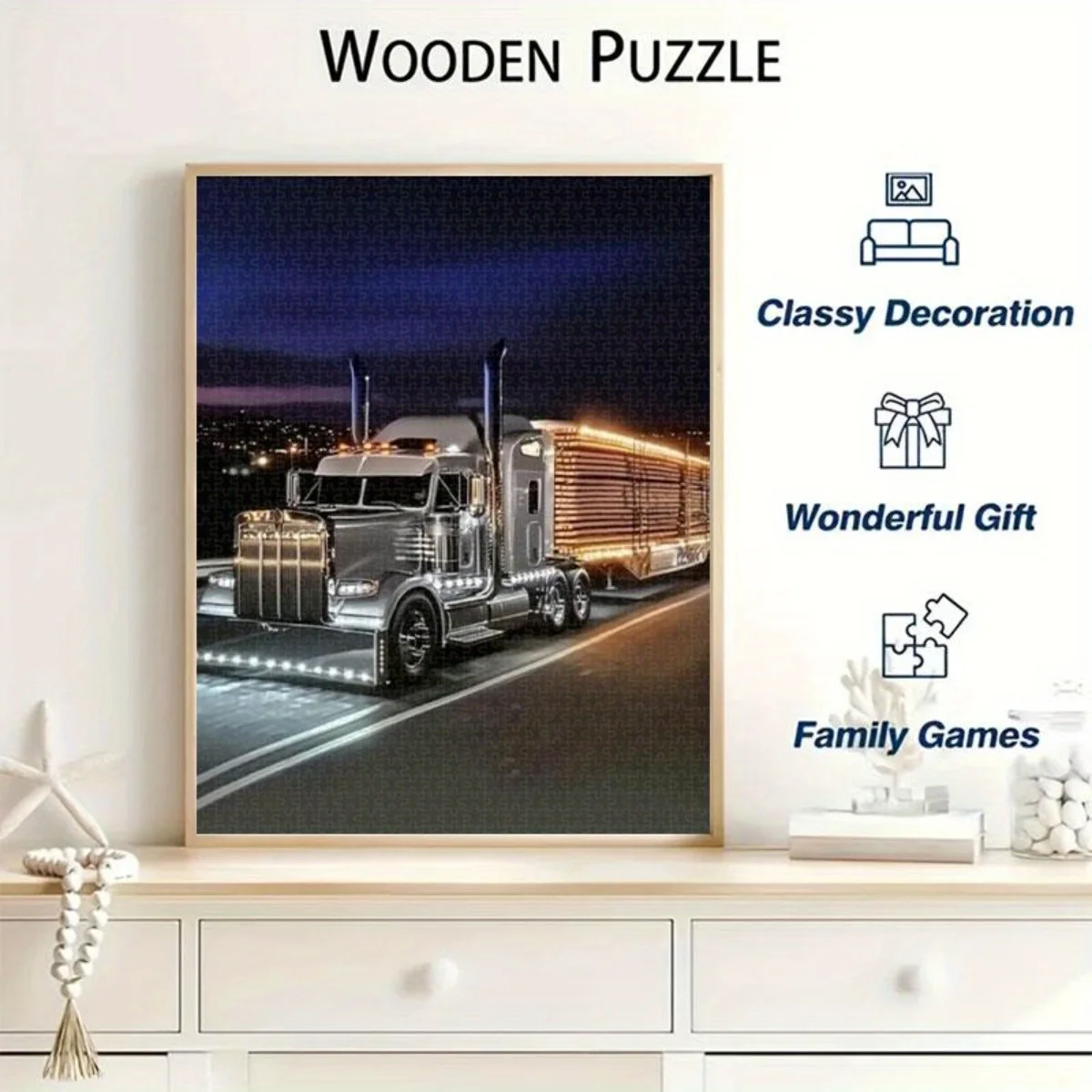 

1000 шт. пазл для взрослых - грузовик с полуприцепом и цепями и огнями, сложный пазл для взрослых, сложное здание своими руками, улучшенное