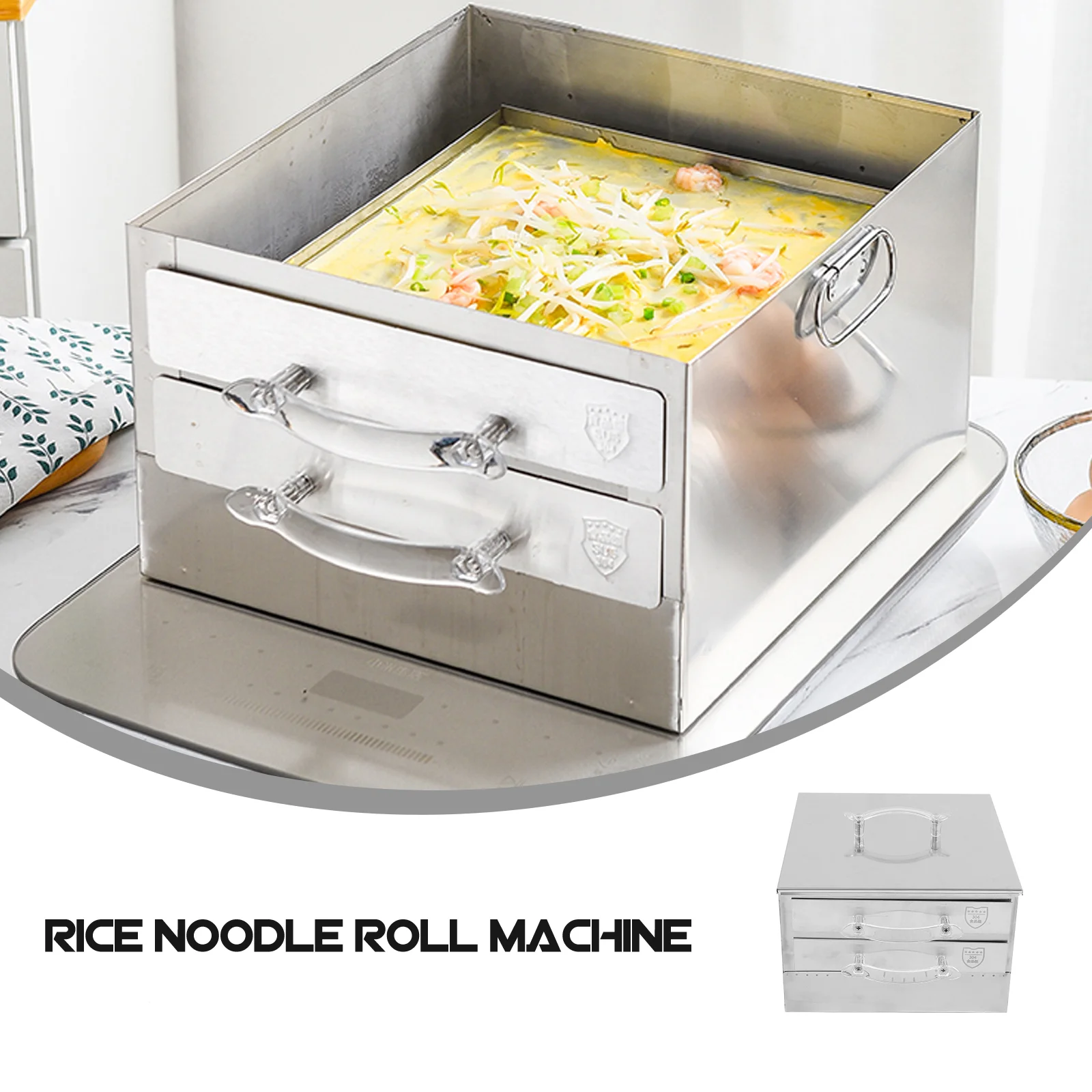 Chinese Noodles Rice Roll Steamer Steaming Device Household Vegetables Silver 304 Stainless Steel