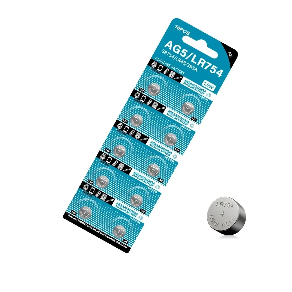 5-100Pcs AG5 LR754 1.55V Battery L754 LR48 SR754 393A RW28 SR48 Button Coin Cell For Watch Toy Remote Control